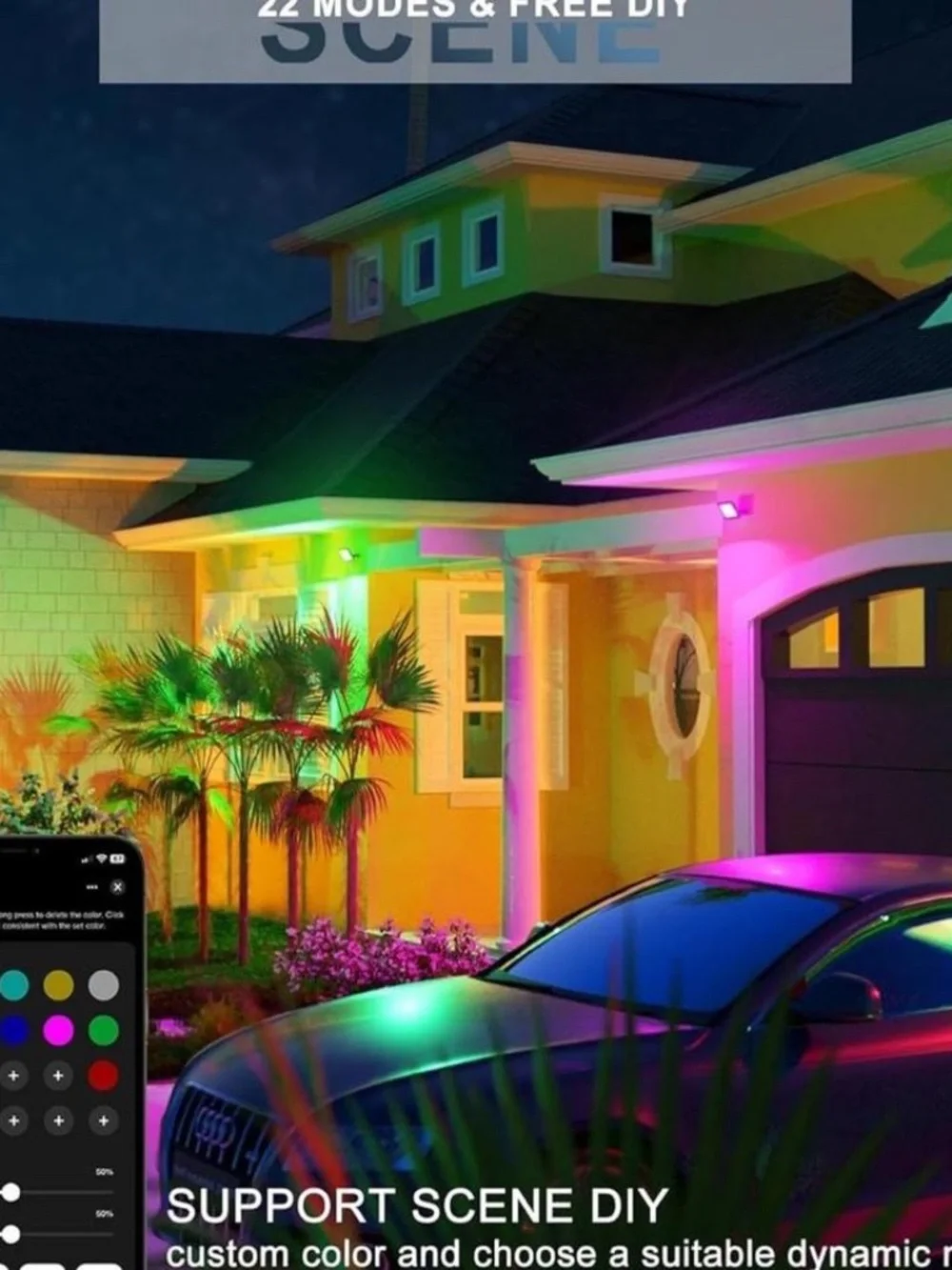 LED Flood Light Outdoor 400W Equiv, 40W RGB Color Changing Outdoor Floodlight